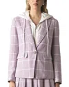 Blue Revival Helen Windowpane Print Hoodie Inset Blazer In Purple