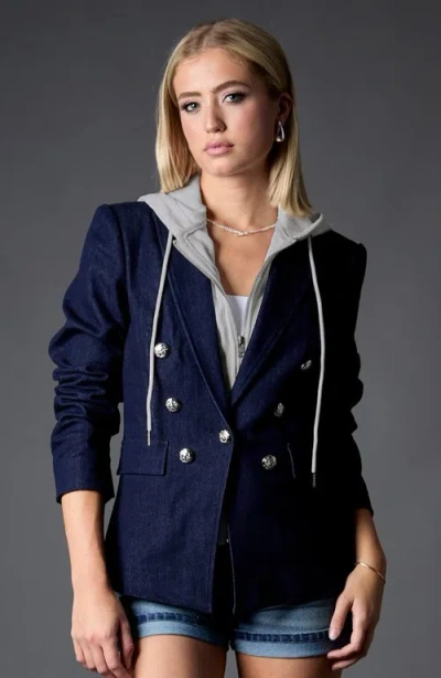 Blue Revival Hooded Helen Blazer In Rinse/grey