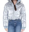 Blue Revival In The Mix Denim Shiny Puffer Jacket In Multi
