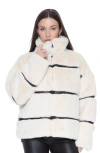 Blue Revival Mob Wife Unreal Leather Fur Jacket In Vanilla Bean