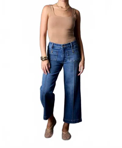 Blue Revival Patch Pocket Mid Rise Recycled Wide Leg Crop Jean In