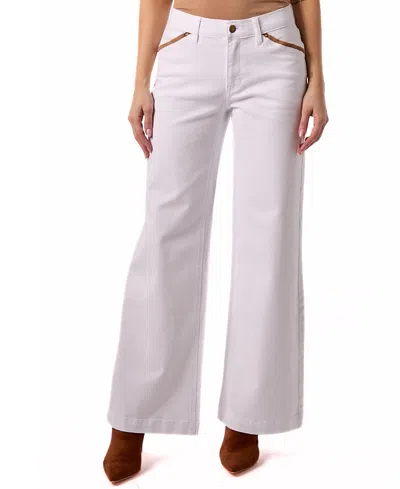 Blue Revival Sadie Mid Rise Wide Leg Jeans In White In Pink