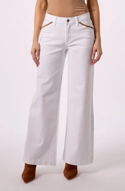Blue Revival Sadie Mid Rise Wide Leg Jeans In White