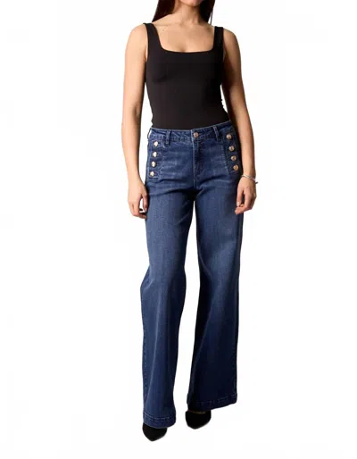 Blue Revival Sailor Mid Rise Wide Leg Jeans In Marrakesh In Blue