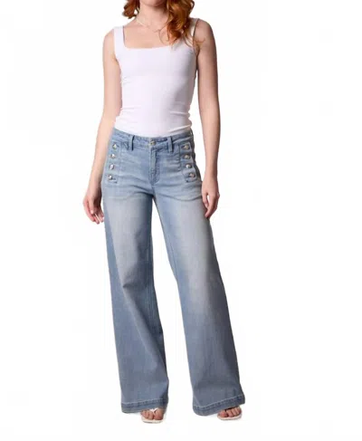 Blue Revival Sailor Midrise Wide Denim Jean In Miami In Blue