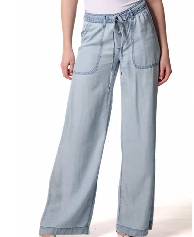 Blue Revival Scarlett Drawstring Utility Wide Leg Jeans In Brussels In Blue