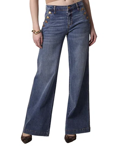 Blue Revival Selena Mid Rise Recycled Wide Leg In Prague In Blue