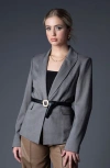 Blue Revival Taylor Belted Blazer In Grey Herringbone