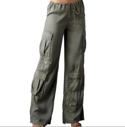 Blue Revival Wide Leg Cargo Army Pants In Green