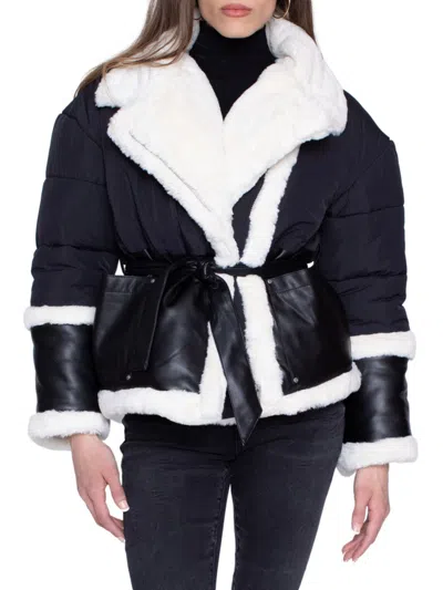Blue Revival Baby Its Cold Wrap Puffer Jacket In Black