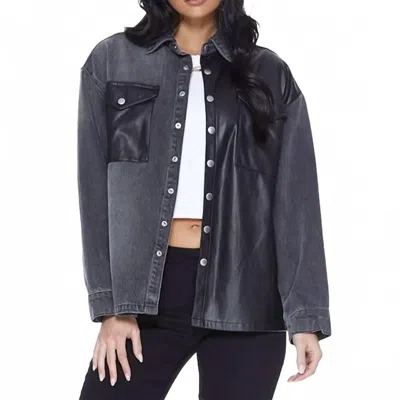 Blue Revival Women's Denim Leather Jacket In Blue In Multi