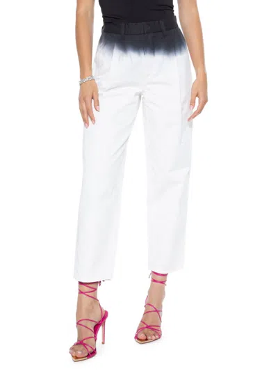 Blue Revival Babies' Women's Dip Dye Two Tone Ankle Straight Pants In White Black