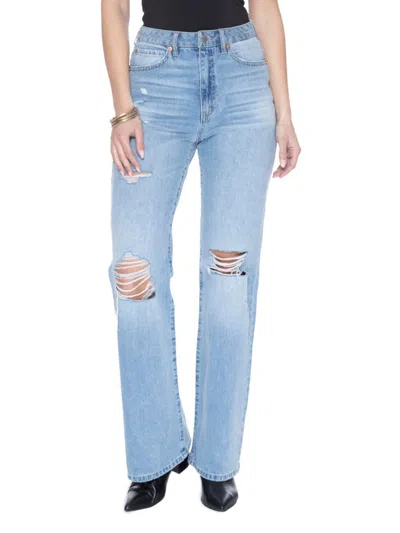 Blue Revival Women's Flex Skyscaper High Rise Straight Leg Jeans In Athens Blue