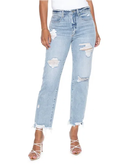 Blue Revival Women's High Rise Distressed Boyfriend Jeans In Light Blue