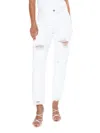 Blue Revival Women's High Rise Distressed Boyfriend Jeans In White