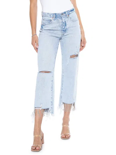 Blue Revival Women's Nash Vegas High Rise Distressed & Cropped Jeans In Maui Blue