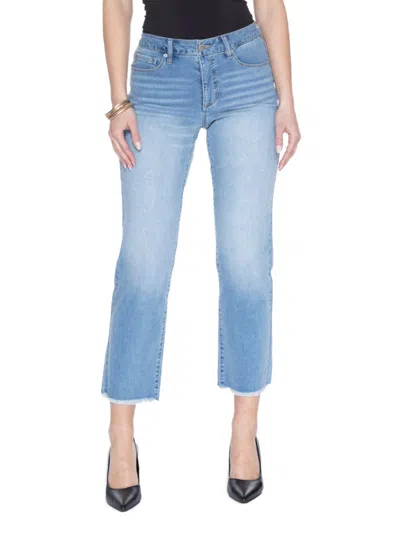 Blue Revival Women's Quinn Mid Rise Cropped Straight Jeans In Blue