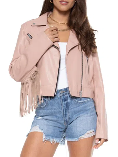 Blue Revival The Way She Moves Unreal Leather Jacket In Blush