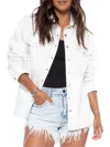 Blue Revival Women's Unreal Faux Leather & Denim Shacket In White