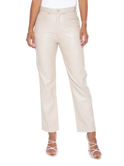 Blue Revival Women's Unreal Faux Leather Straight Pants In Bone