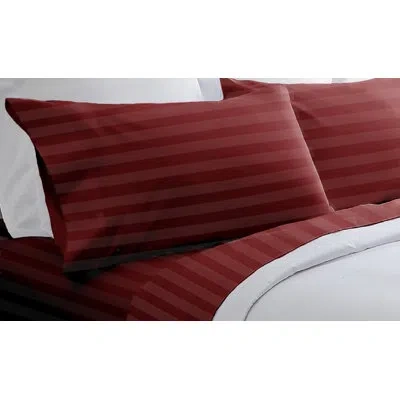 Blue Ridge Home Fashions 300 Thread Count Striped 100% Cotton Sheet Set In Red