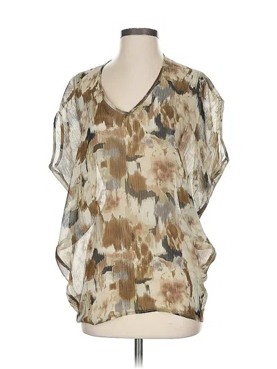Pre-owned Blue Saks Fifth Avenue Short Sleeve Blouse In Brown