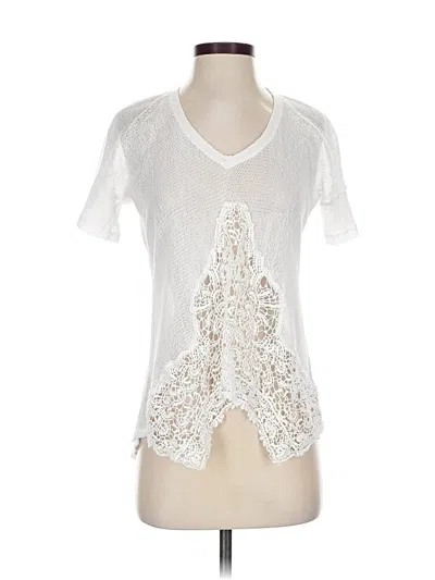 Pre-owned Blue Saks Fifth Avenue Short Sleeve Top White V Neck Tops