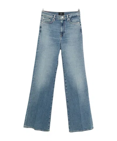 Blue Seven Wide-leg Pants With Belt Loops In Blue