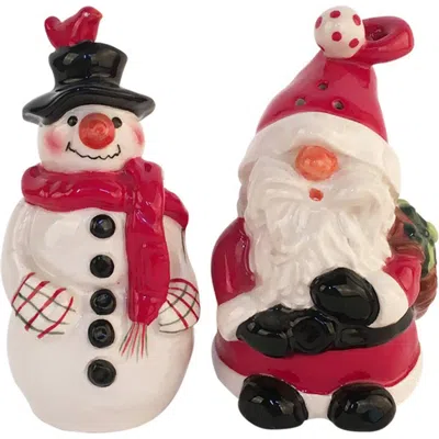 Blue Sky Clayworks Santa & Snowman Salt & Pepper Set In Multi