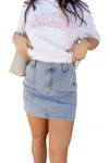 Blue Sky Clothing Co Sloane Skirt In Light Denim Wash In Multi