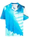 Blue Sky Inn Pool Graphic-print Boxy-fit Satin Shirt