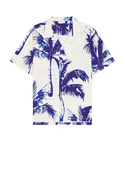 Blue Sky Inn Blue Palm Linen Shirt In Light Blue