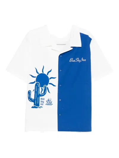 Blue Sky Inn Cactus-print Panelled Shirt In Multi
