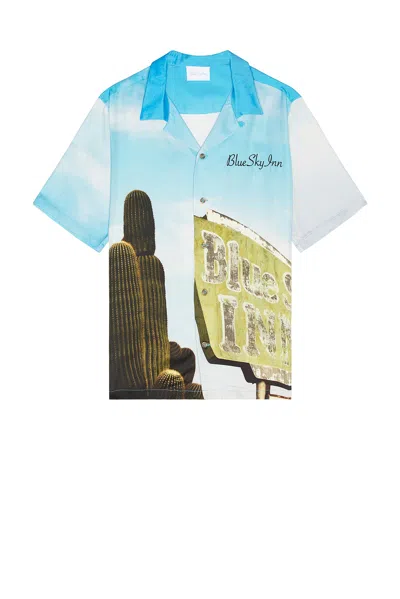 Blue Sky Inn Cactus Sign Top In Light Blue