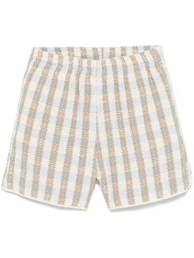 Blue Sky Inn Checked Bouclé Shorts In Neutrals