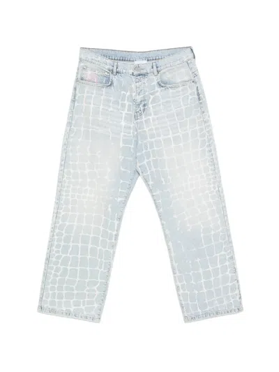 Blue Sky Inn Crocodile-effect Heavy-wash Jeans In Blue