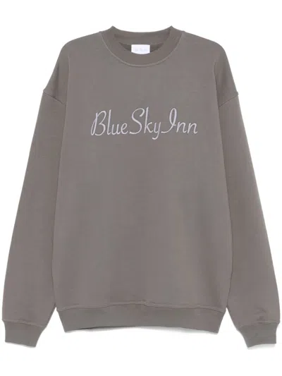 Blue Sky Inn Embroidered-logo Crew-neck Sweatshirt In Grey