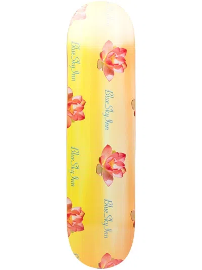 Blue Sky Inn Floral-print Skateboard In Yellow