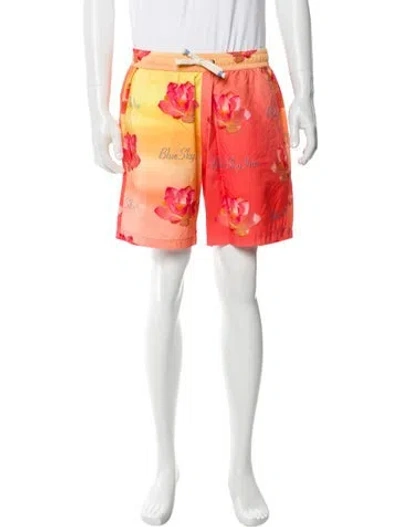Pre-owned Blue Sky Inn Floral Print Swim Trunks In Yellow