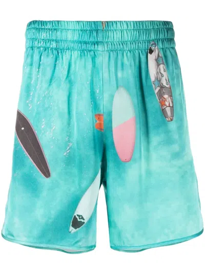 Blue Sky Inn Graphic-print Deck Shorts In Blue