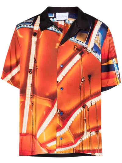 Blue Sky Inn Graphic-print Twill Shirt In Orange
