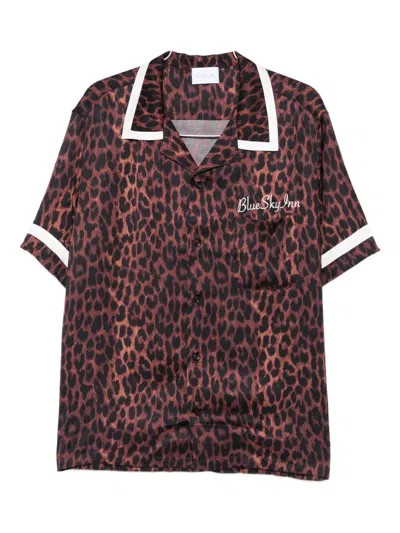 Blue Sky Inn Leopard-print Revere-collar Shirt In Animal Print