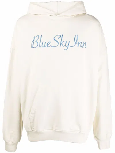 Blue Sky Inn Logo-embroidered Cotton Hoodie In Gold