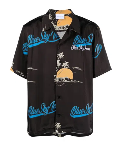 Blue Sky Inn Logo-print Short-sleeve Shirt In Black