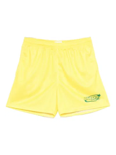 Blue Sky Inn Logo-print Soccer Shorts In Yellow