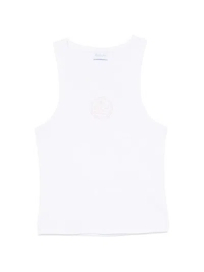 Blue Sky Inn Logo-embroidered Ribbed Tank Top In White