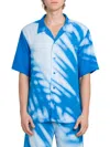 Blue Sky Inn Men's Abstract Satin Camp Shirt In All Over Print
