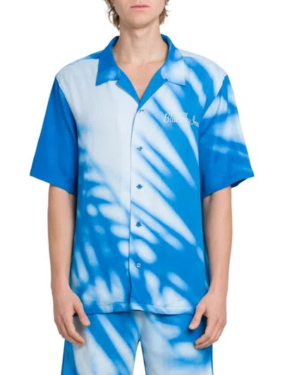 Blue Sky Inn Men's Abstract Satin Camp Shirt In All Over Print