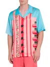 Blue Sky Inn Men's Inn Sign Button-front Camp Shirt In Pink Multi