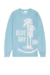 Blue Sky Inn Mohair Sweater With Palms In Arctic Blue